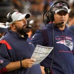 Patriots assistants Matt Patricia (left) and Joe Judge in 2022.