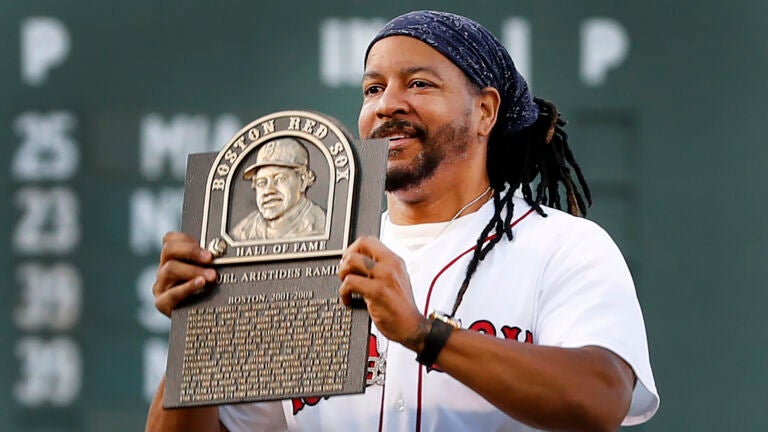 Before the game, Manny Ramirez, who was selected for the Red Sox Hall of Fame last month, but who was not prersent at that ceremony was on hand to recieve his plaque tonight. Boston Red Sox hosted the Detroit Tigers in a regular season MLB baseball game at Fenway Park.