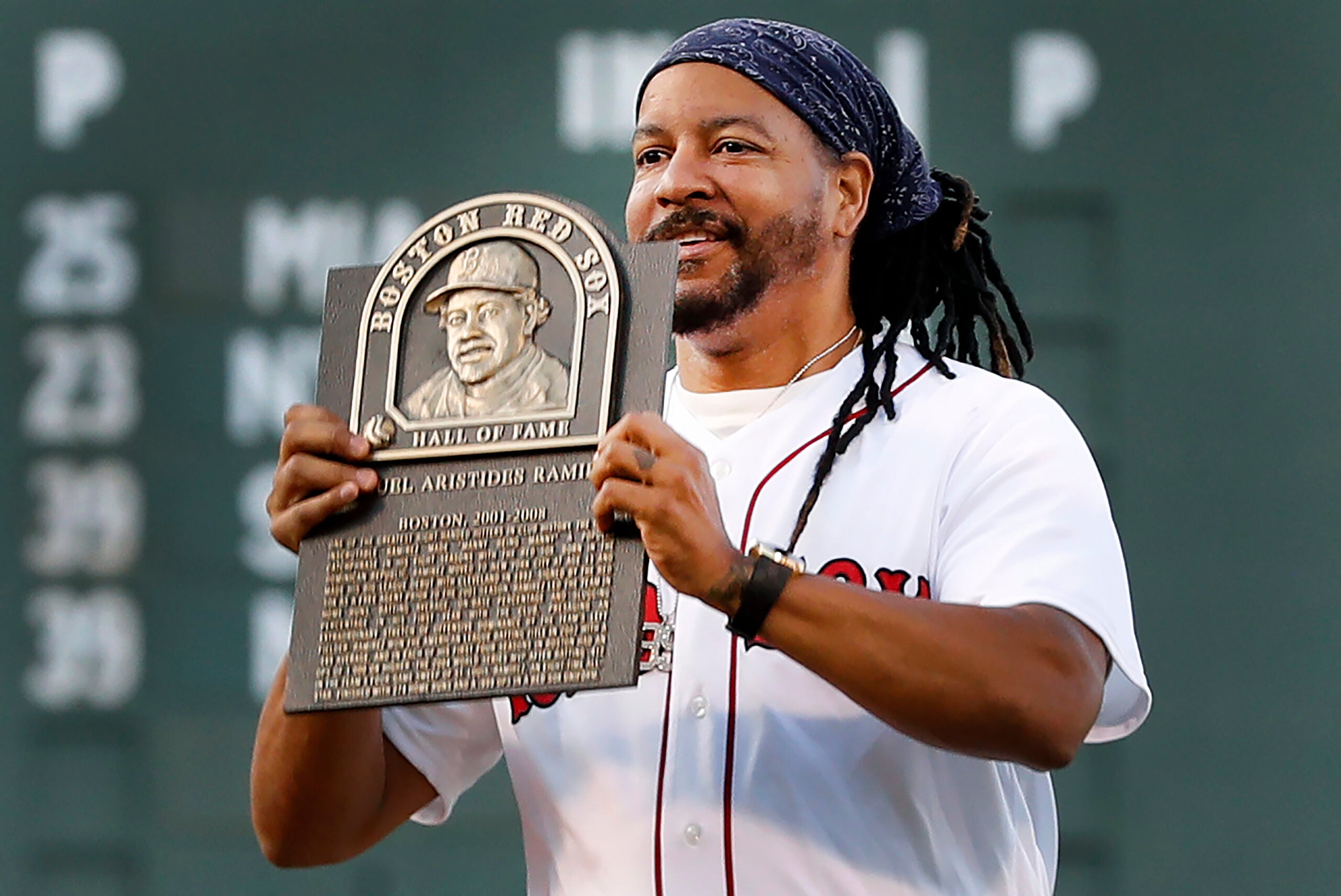 Before the game, Manny Ramirez, who was selected for the Red Sox Hall of Fame last month, but who was not prersent at that ceremony was on hand to recieve his plaque tonight. Boston Red Sox hosted the Detroit Tigers in a regular season MLB baseball game at Fenway Park.