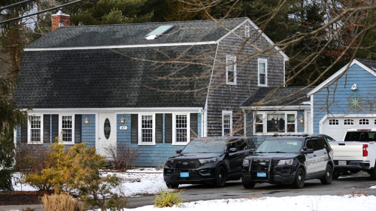 Duxbury police parked outside Lindsay Clancy's home on Wednesday.