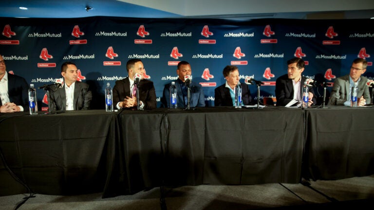 Rafael Devers was smiling in the center of a packed dais for Wednesday's official announcement of his 10-year contract extension with the Red Sox.