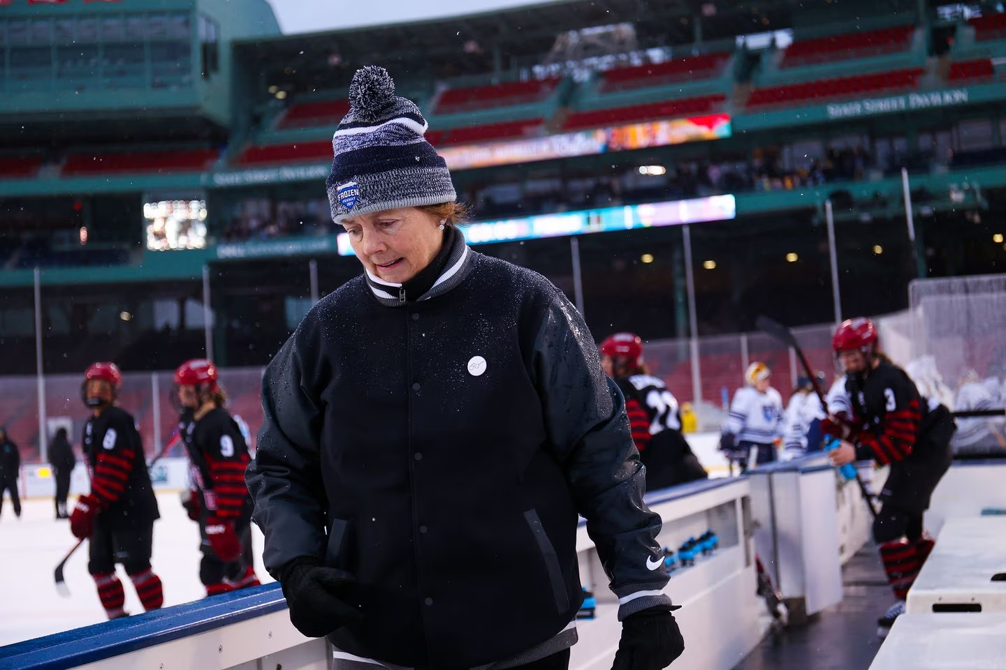 Katey Stone played college hockey at UNH, then coached at the prep school level before taking over at Harvard.