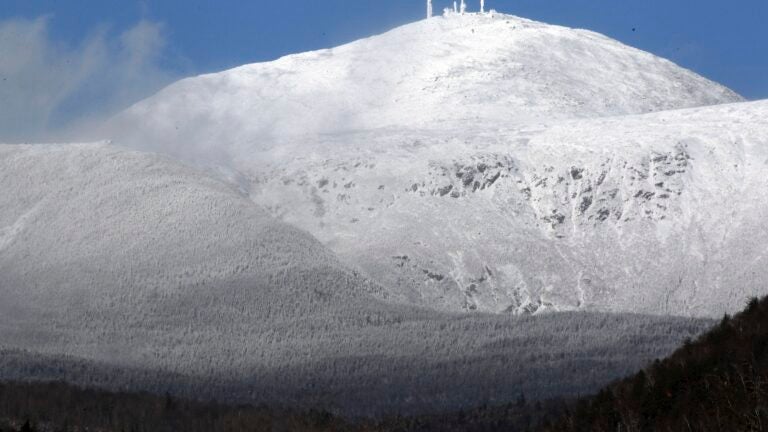 Snow covers Mount Washington, Wednesday, Nov. 13, 2013 as seen from Bartlett, N.H.