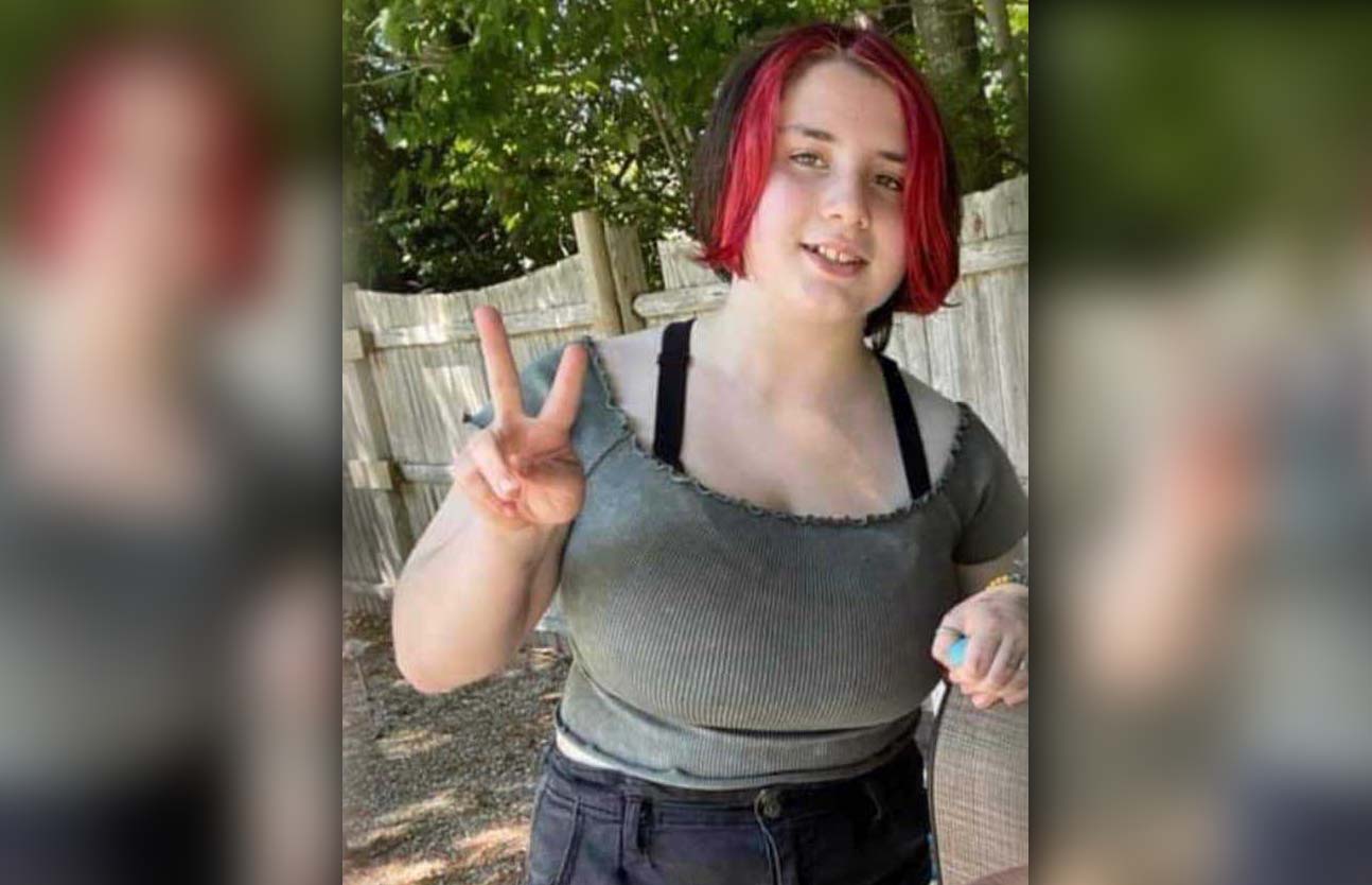 alt = Kayleigh "Kie" McCormack, 13, has brown hair with red streaks in the front and blue eyes. She is approximately 5 feet, 2 inches tall and weighs about 130 pounds.