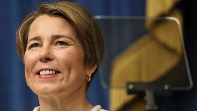 Gov. Maura Healey smiled during inauguration ceremonies in the House Chamber at the State House on Jan. 5, 2023.