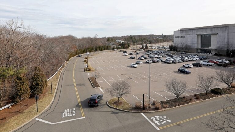 A parking lot and a plaza