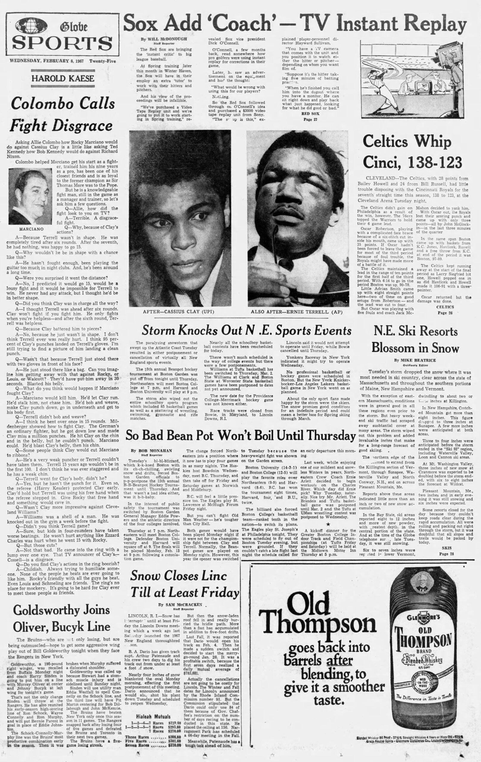 1967 Feb. 8 Boston Globe Sports Muhammad Ali Boston Celtics