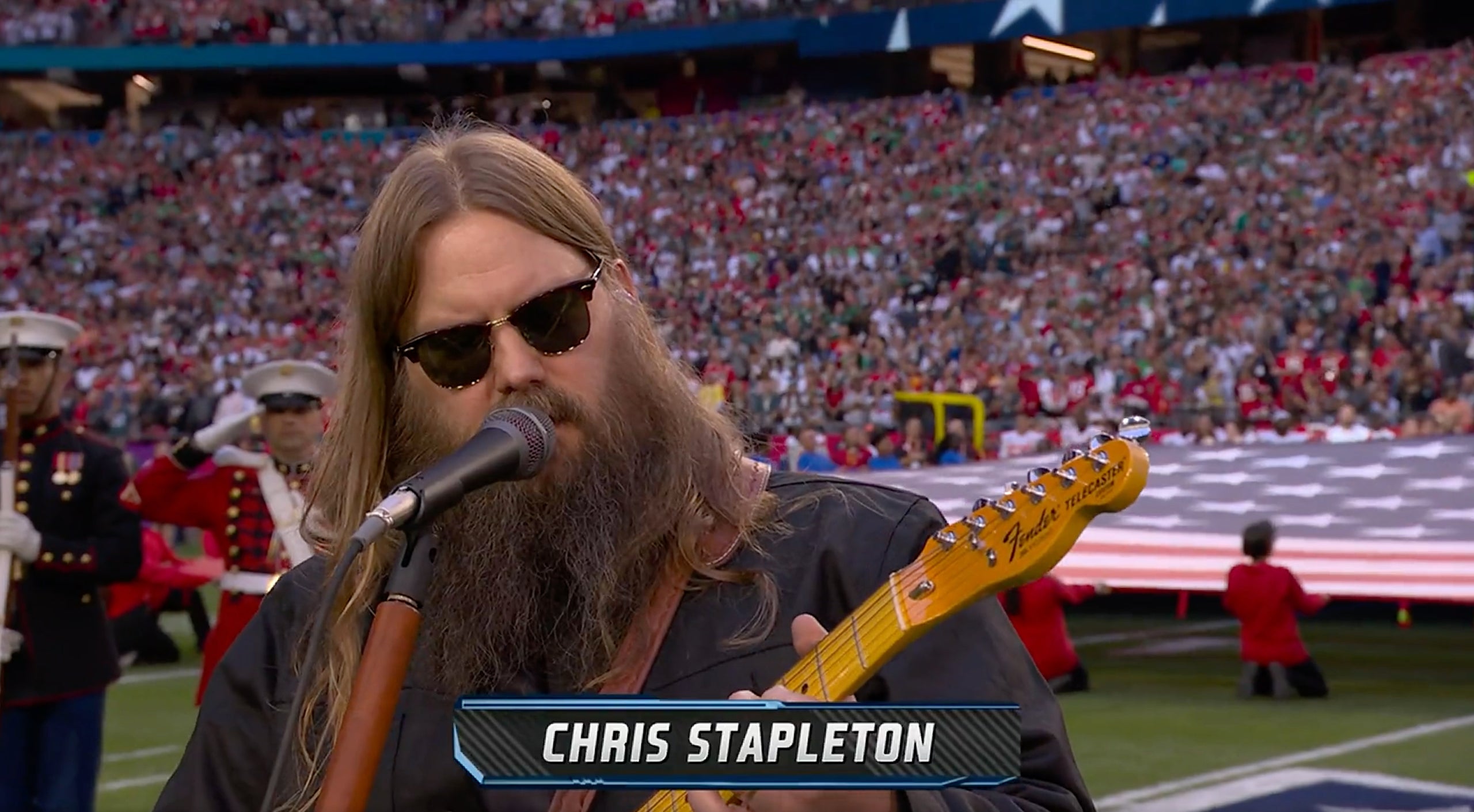 Super Bowl 2023: Chris Stapleton performs the National Anthem at Super Bowl LVII.
