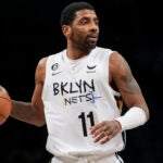 Kyrie Irving playing for the Nets in January 2023.