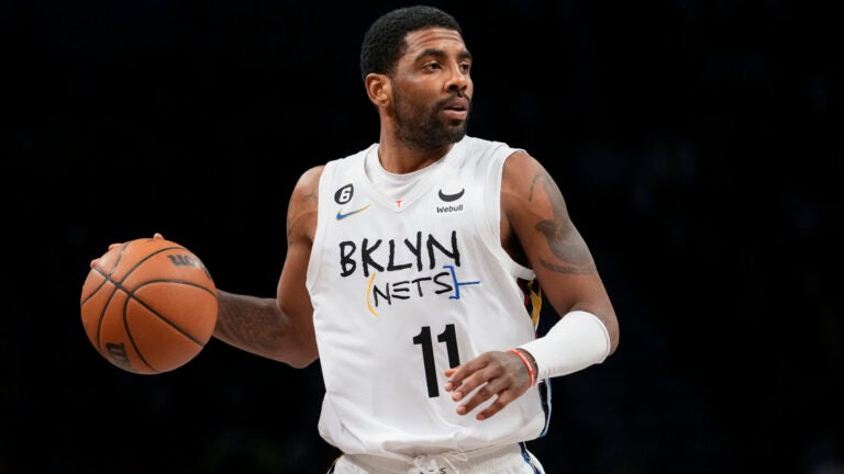 Kyrie Irving playing for the Nets in January 2023.