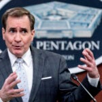John Kirby speaks during a briefing at the Pentagon in Washington, D.C., Wednesday, Feb. 2, 2022.