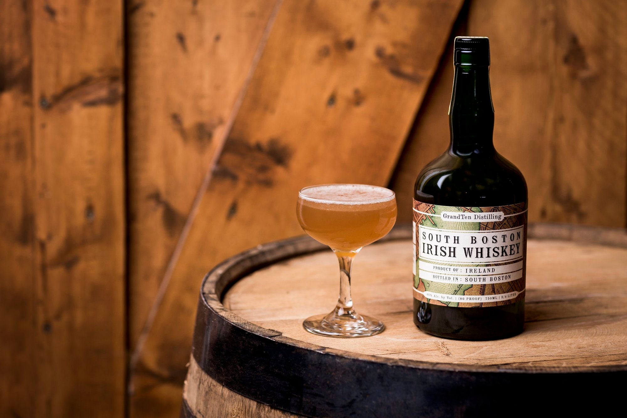 GrandTen Distilling South Boston Irish Whiskey and a cocktail