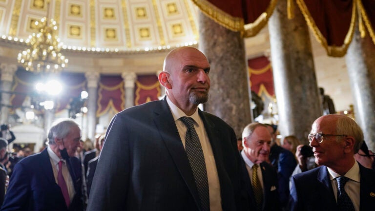 Sen. John Fetterman, D-Pa., arrives for President Joe Biden's State of the Union address to a joint session of Congress at the Capitol, Tuesday, Feb. 7, 2023, in Washington, D.C.