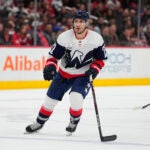 New Bruins winger Garnet Hathaway while playing for the Capitals.