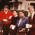 L to R: Bruce McGill as Daniel Simpson 'D-Day' Day, Tim Matheson as Eric 'Otter' Stratton, Peter Riegert as Donald 'Boon' Schoenstein, John Belushi as John 'Bluto' Blutarsky, James Widdoes as Robert Hoover in "National Lampoon's Animal House," now streaming on Netflix.