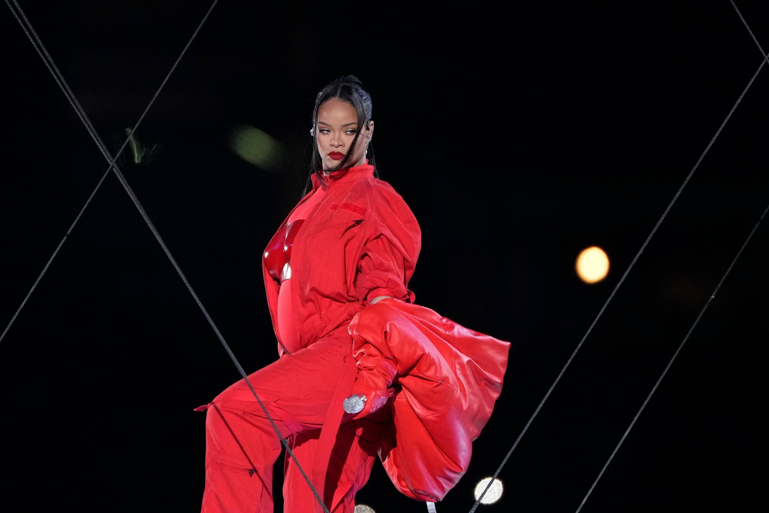 Rihanna performs during the halftime show at the NFL Super Bowl 57 football game between the Kansas City Chiefs and the Philadelphia Eagles, Sunday, Feb. 12, 2023, in Glendale, Ariz.