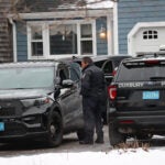 Duxbury police outside Lindsay Clancy's Summer Street home on Jan. 25, 2023.