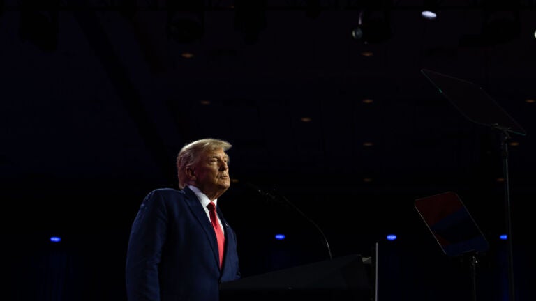 Former President Donald Trump speaks at the Conservative Political Action Conference in National Harbor, Md.