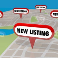 A map with pins stuck in it that say "new listing" to reflect the number of new listings hitting the housing market.