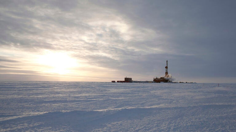 an exploratory drilling camp at the proposed site of the Willow oil project on Alaska's North Slope.