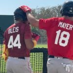 Miguel Bleis (left) and Marcelo Mayer are among the Red Sox prospects at spring training in Fort Myers, Fla.
