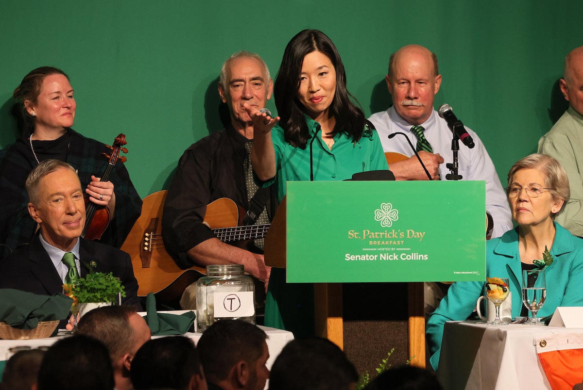ayor Michelle Wu jokes about the North End at the annual St. Patrick's Day Breakfast in South Boston