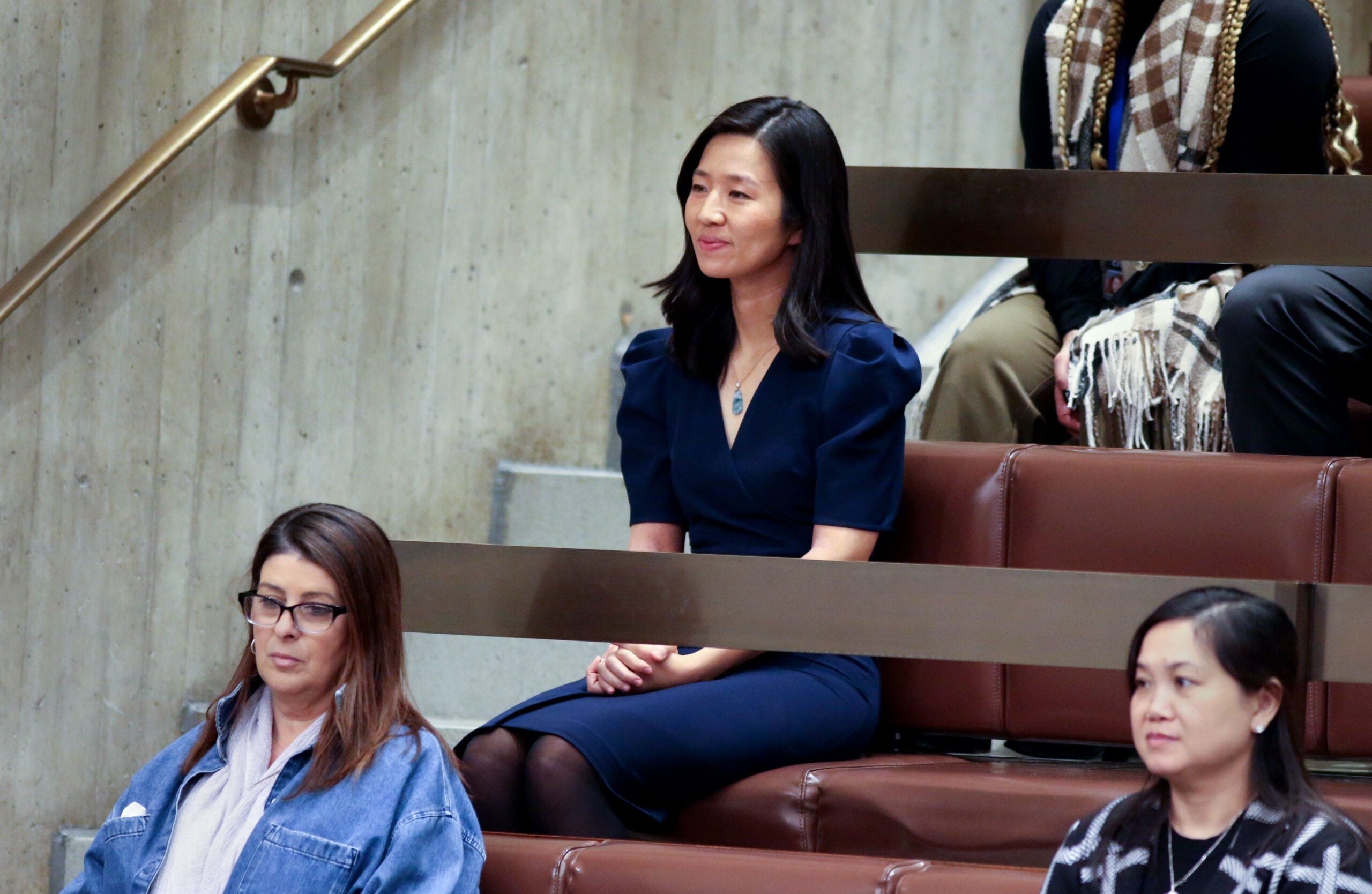Boston Mayor Michelle Wu attended the Boston City Council meeting for a short time on March 8 before councilors voted in favor of her plans to cap rent increases