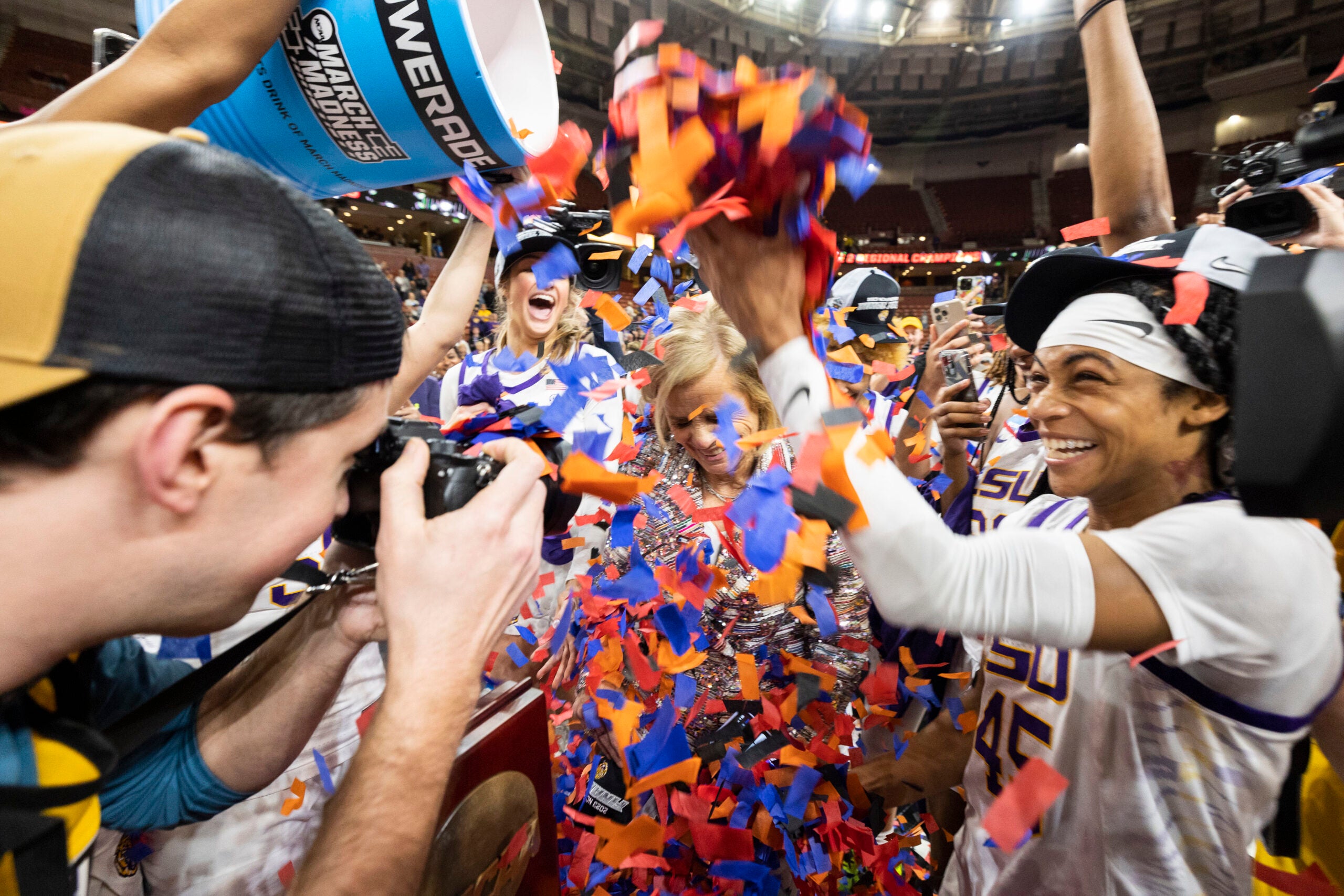 LSU women's basketball celebrates advancing to the Final Four of March Madness