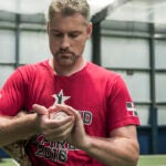 Lenny DiNardo pitching at a baseball facility in Easton, MA.