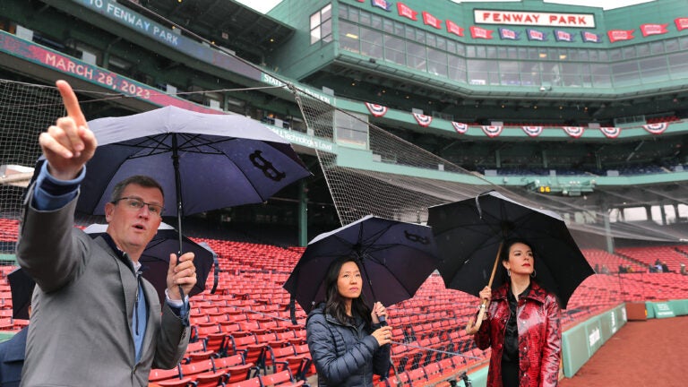 Michelle Wu visits Fenway Park to see renovations.