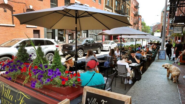Outdoor dining in the North End