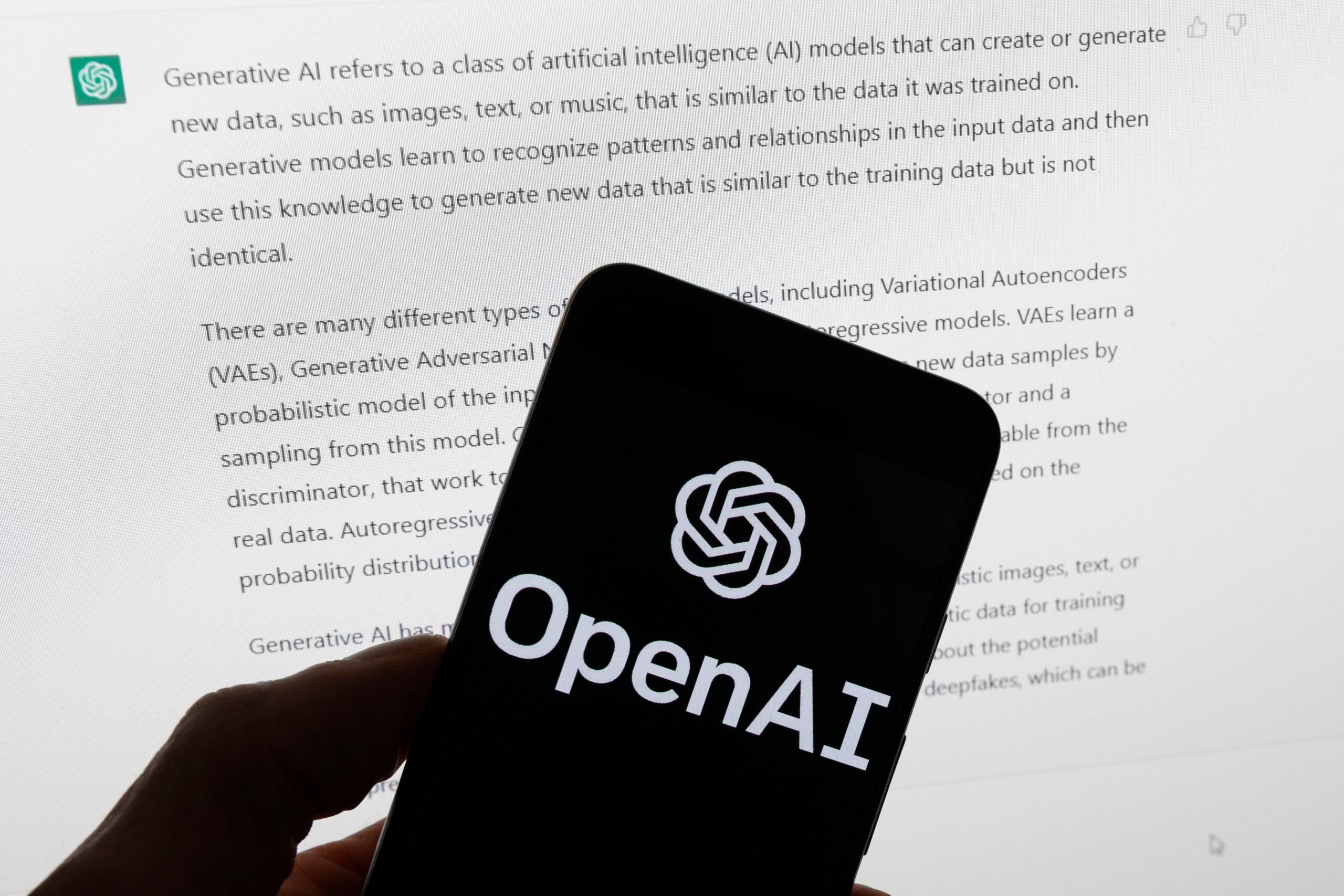 Artificial intelligence: The OpenAI logo is seen on a mobile phone
