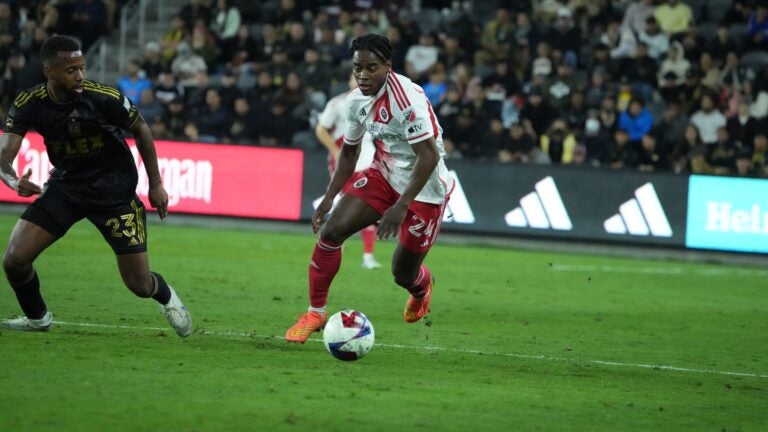 DeJuan Jones playing in the Revolution's defeat against Los Angeles FC.
