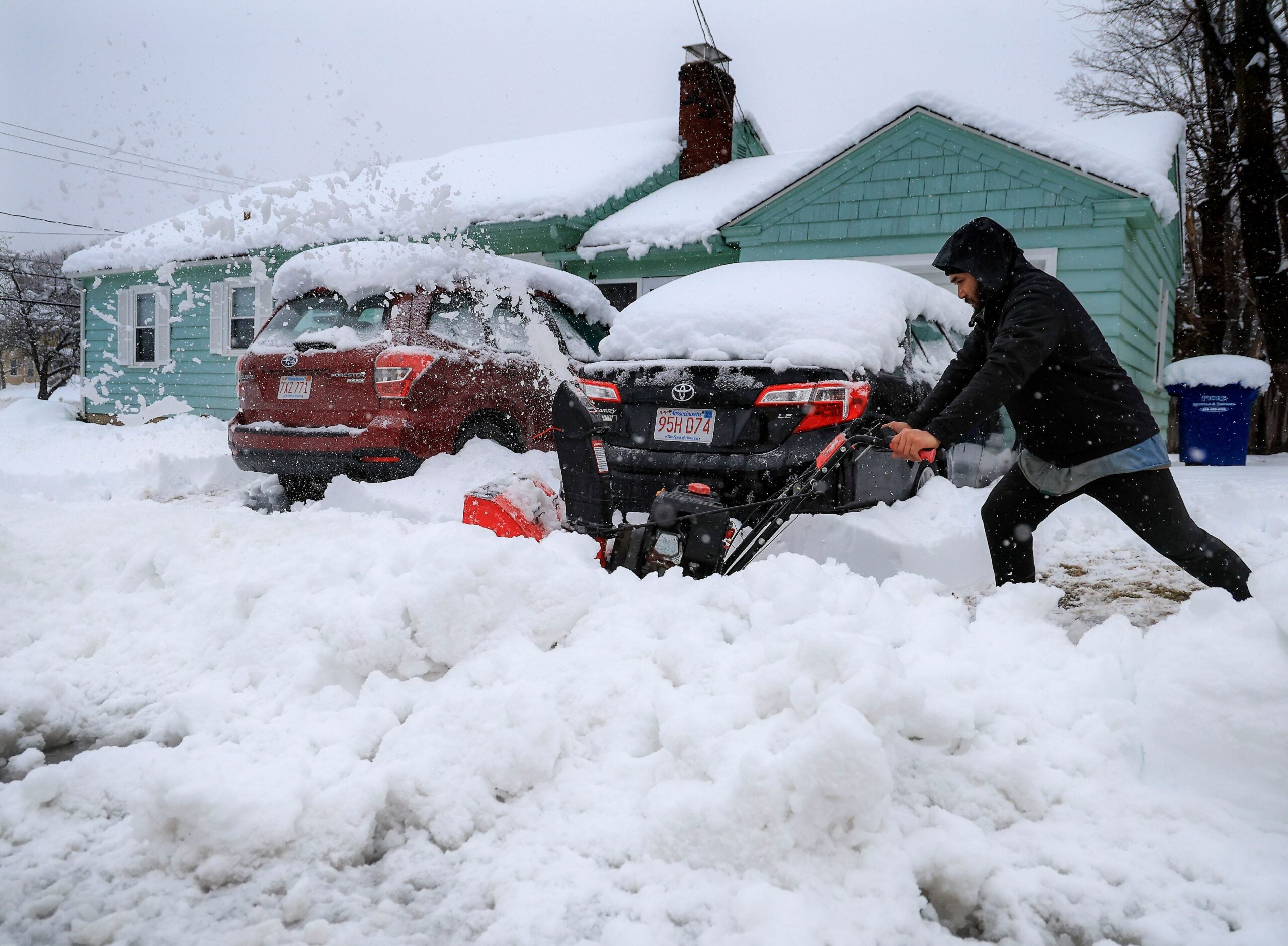 A man removed snow on his elderly neighbor's driveway 
