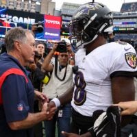 Bill Belichick with Lamar Jackson after a game.