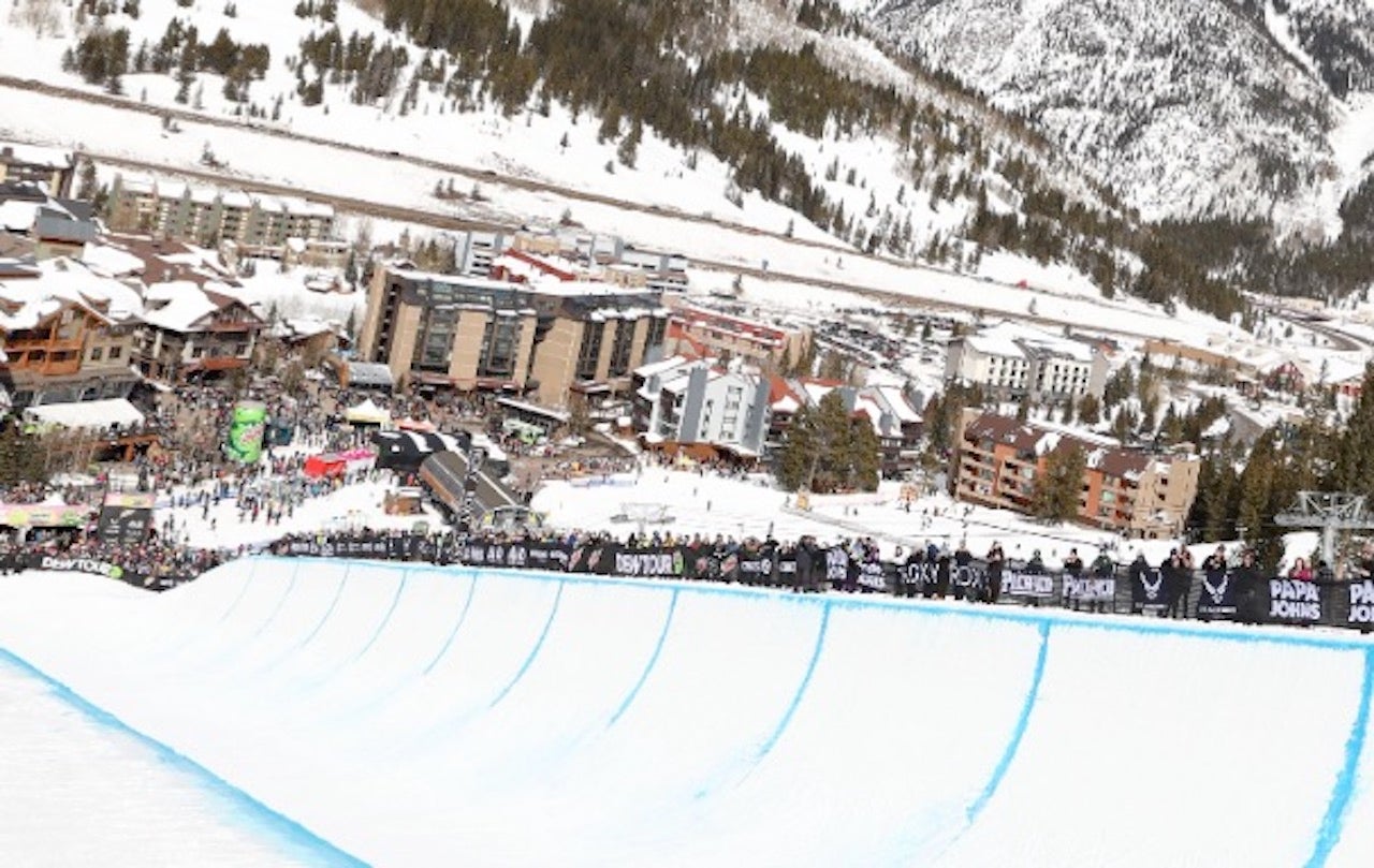 The halfpipe at Copper Mountain during a Dew Tour event on Feb. 25, 2023.