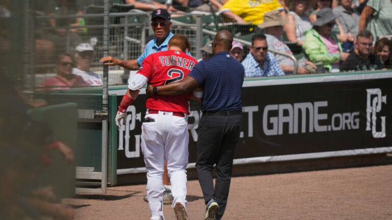 Red Sox infielder Justin Turner hit in face by pitch