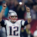 New England Patriots' Tom Brady reacts during the second half of the NFL Super Bowl 51 football game between the Patriots and the Atlanta Falcons Sunday, Feb. 5, 2017, in Houston.