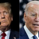 A split image of Donald Trump and Joe Biden.