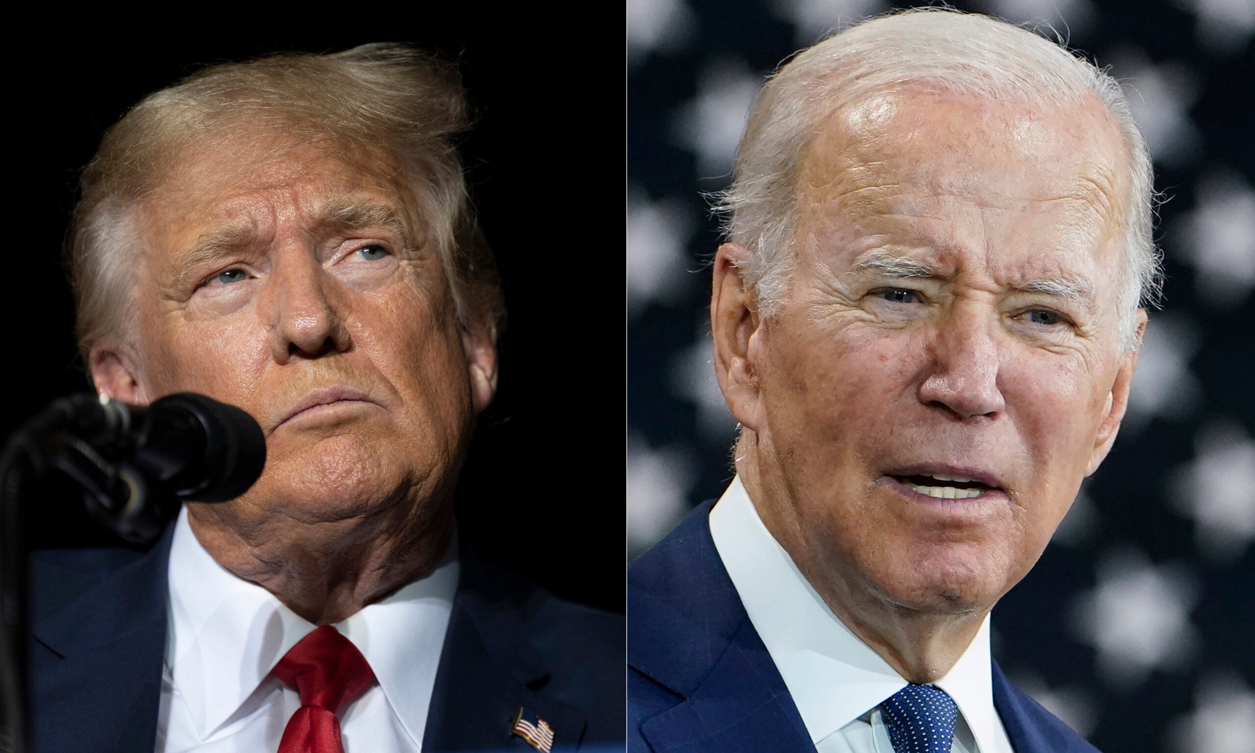 A split image of Donald Trump and Joe Biden.