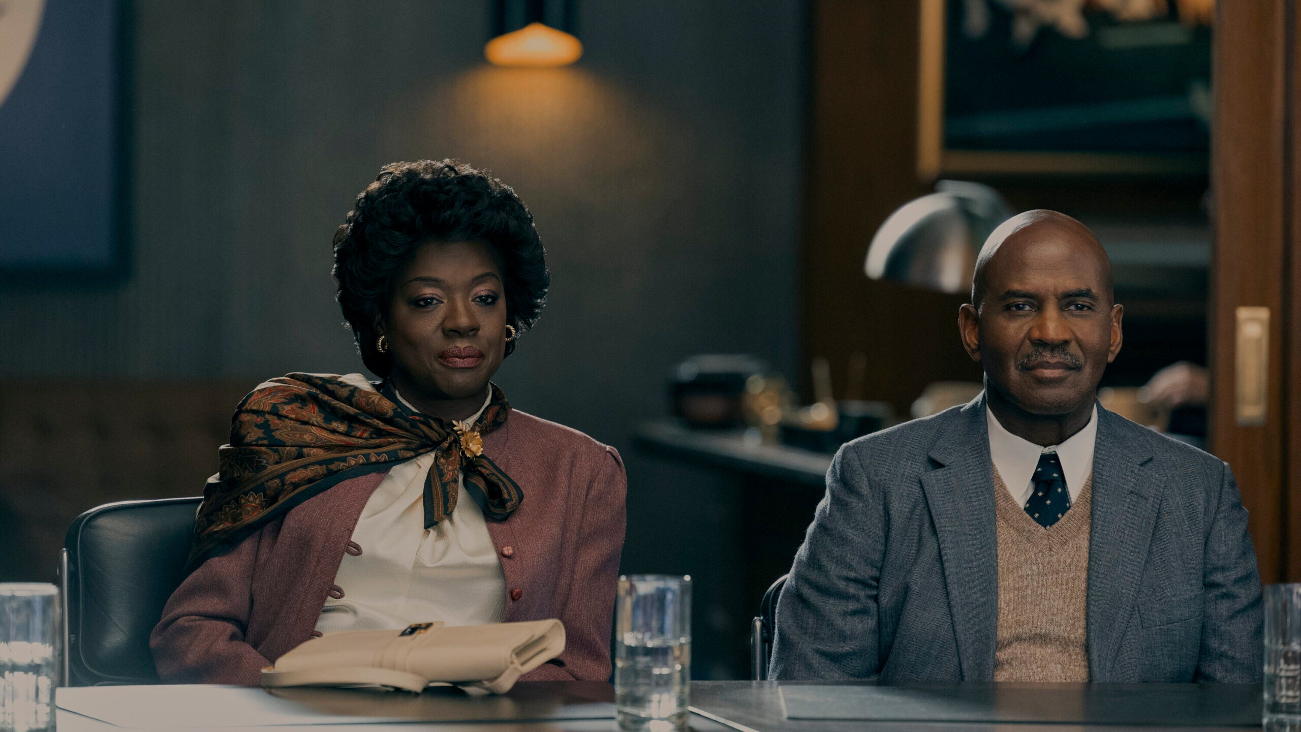 Viola Davis as Deloris Jordan and Julius Tennon as James Jordan in "Air."