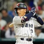 Masataka Yoshida #34 of Team Japan at bat against Team Mexico during the second inning during the World Baseball Classic Semifinals at loanDepot park on March 20, 2023 in Miami, Florida.
