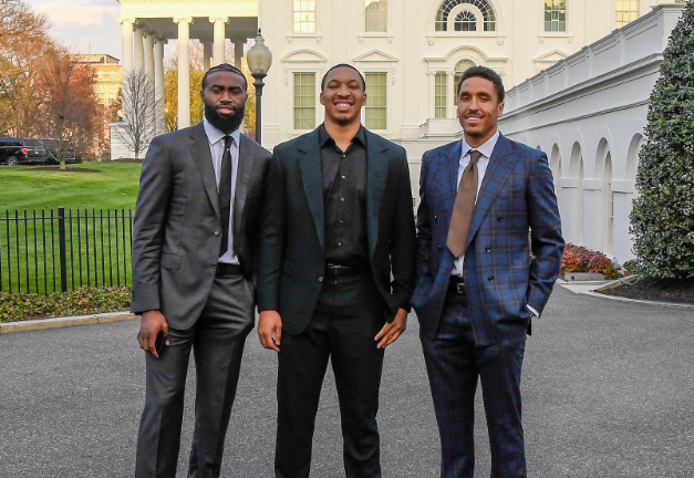 Jaylen Brown, Malcolm Brogdon, and Grant Williams visited the White House on Monday.