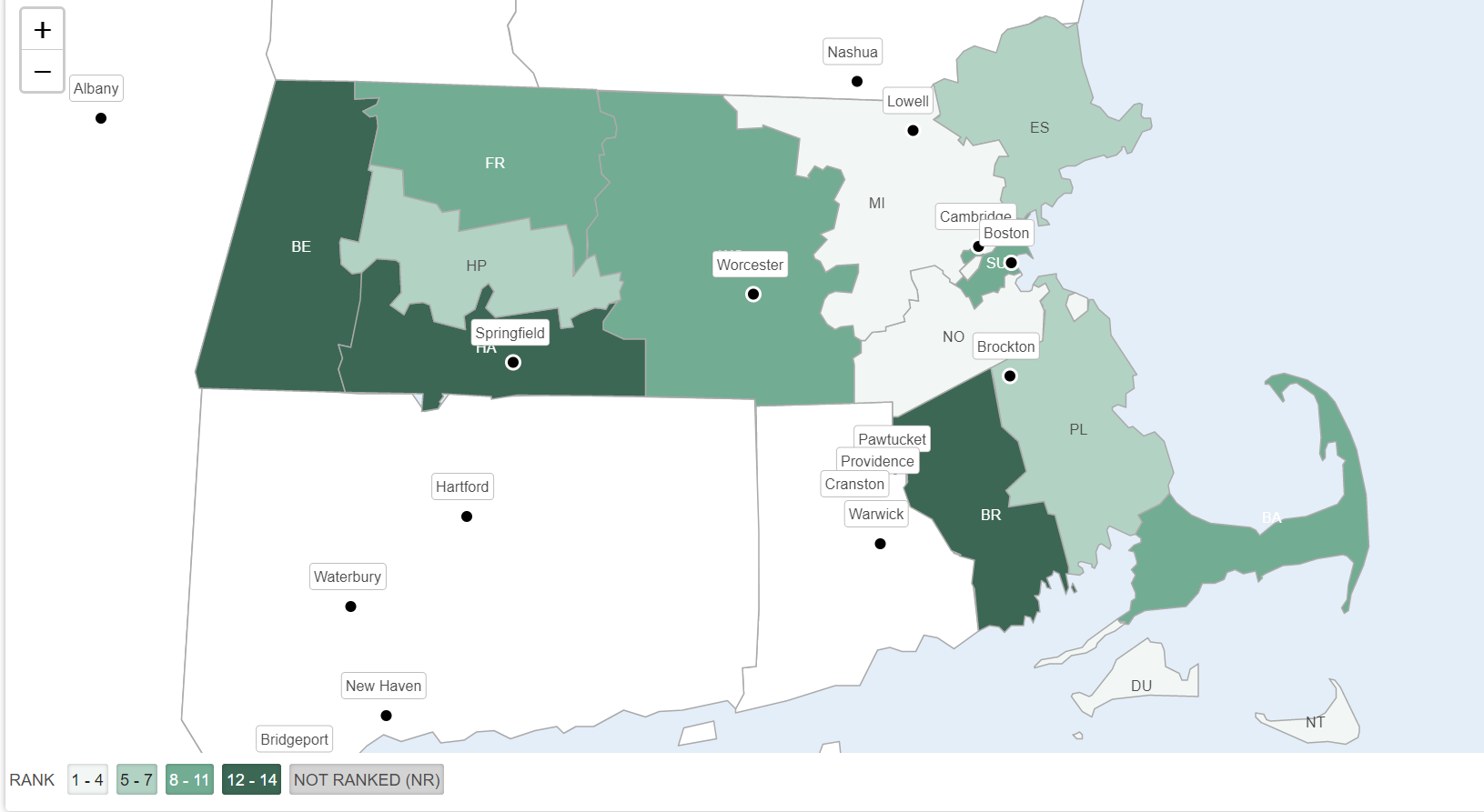 How healthy is your county compared to the rest of Massachusetts?