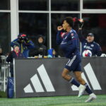 Dylan Borrero celebrates a goal for the Revolution