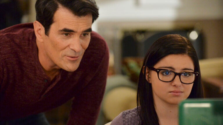 Phill Dunphy, played by Ty Burrell. and Alex Dunphy, played by Ariel Winter, in ABC's "Modern Family"