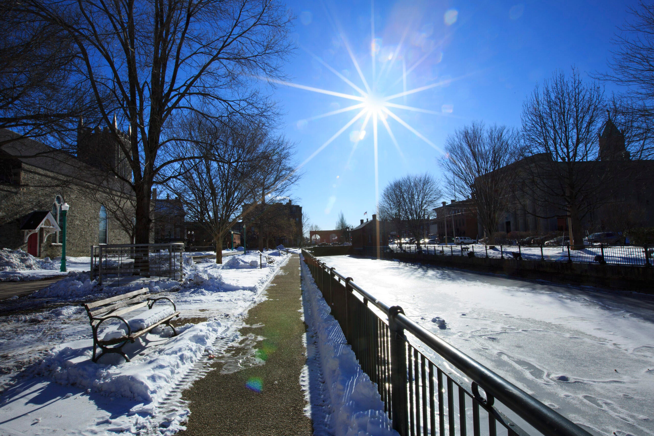A canal in Lowell on Feb. 14, 2016. A state court jury has awarded $20 million to a Lowell man who filed a lawsuit alleging that his left leg had to be amputated after employees at Lowell General Hospital’s emergency department twice misdiagnosed a painful blood clot as sciatica and sent him home.