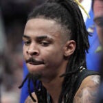 Ja Morant during a timeout.