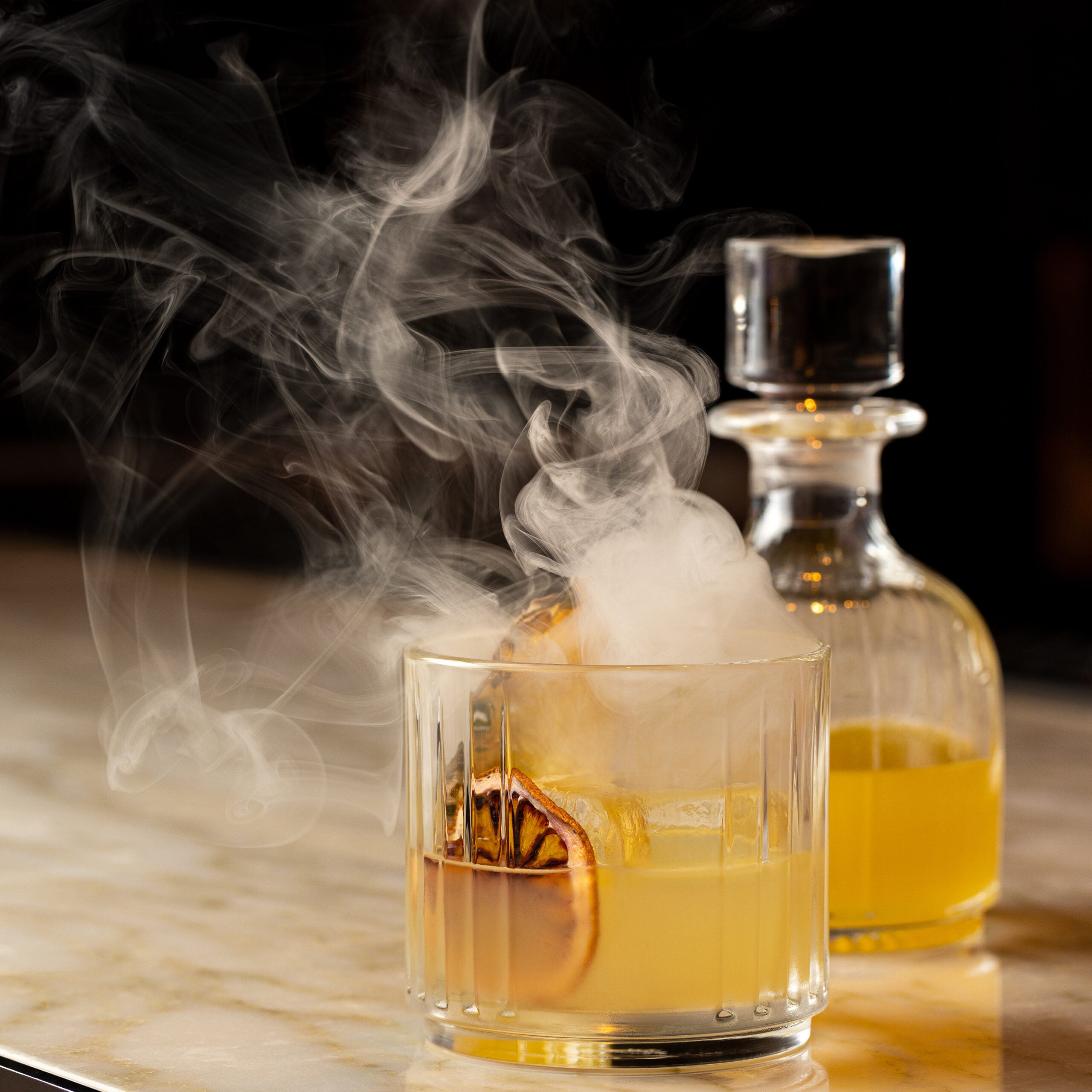 A smoky Wildwood Cocktail at Medium Rare Lounge.