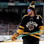 David Pastrnak before a game between the Bruins and Penguins.